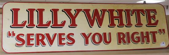A Lillywhite Serves You Right painted wood sign 46 x 154cm